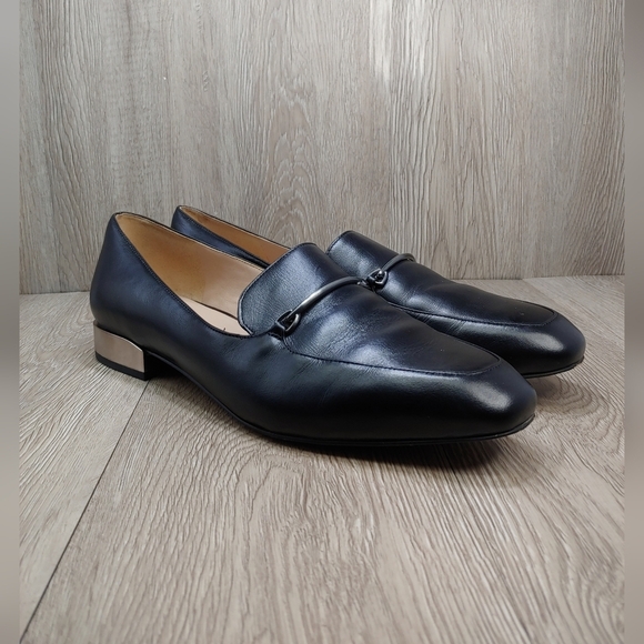 27 Edit Rita Bit Loafer Naturalizer Black Slip On Leather Block Heel US 11 EU 41 - Picture 1 of 10